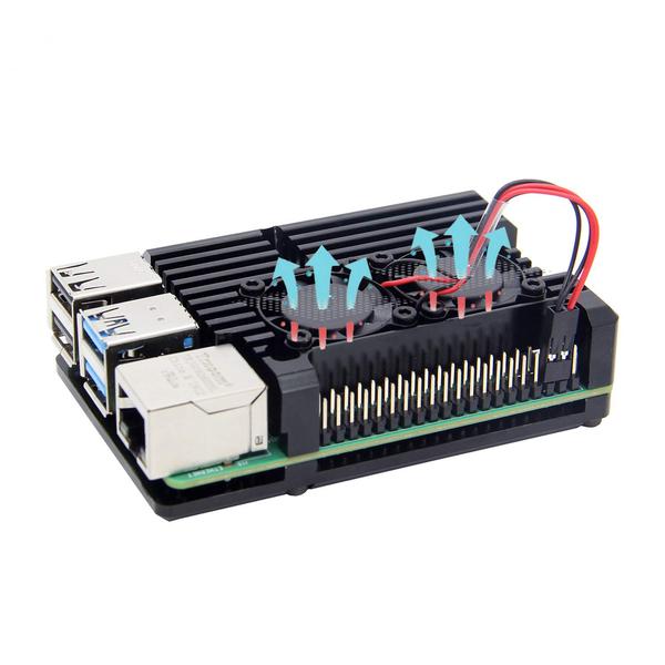 Raspberry Pi 4 Black Armor Aluminum Heat Sink Dual Fan Case Raspberry Pi 4 Black Armor Aluminum Heat Sink Dual Fan Case